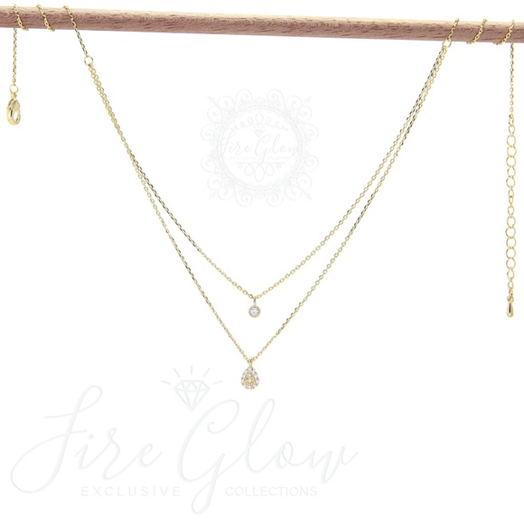 18K Gold Dipped Two Cute Layered Charm Necklace - Picture 14 of 16